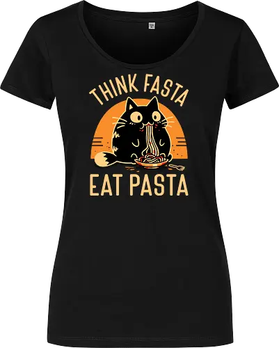 Think Fasta Eat Pasta - Funny Hungry Cat