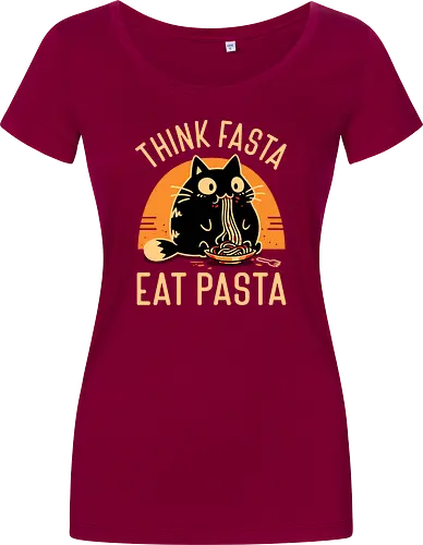 Think Fasta Eat Pasta - Funny Hungry Cat