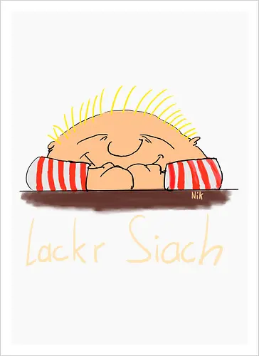 Lackr Siach, helle Schrift