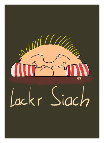 Lackr Siach, helle Schrift
