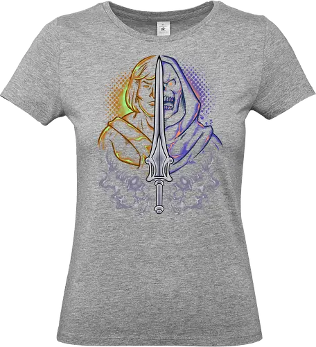 the strong one  - skeleton, guardian, villain, hero, halftone, cool, skull, strong, muscle, sword - Standard T-Shirt (Frauen)