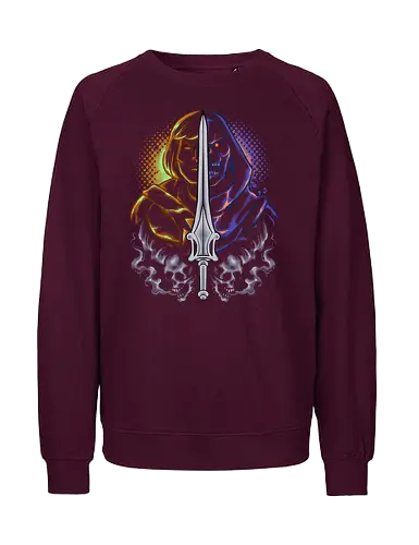 the strong one  - skeleton, guardian, villain, hero, halftone, cool, skull, strong, muscle, sword - Fairtrade Sweatshirt