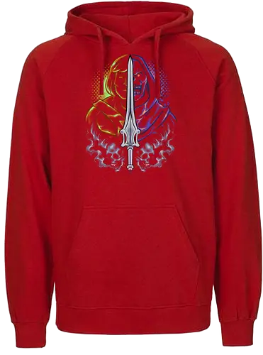 the strong one  - skeleton, guardian, villain, hero, halftone, cool, skull, strong, muscle, sword - Fairtrade Hoodie