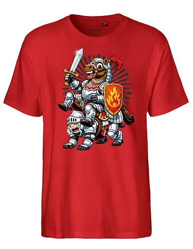war horse gone wild - horse, fire, flame, illustration, year, zodiac, unicorn, myth, mythical, creature, monster, animal, angry, wild, beast - Fairtrade T-Shirt