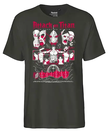 Attack titan - Attack, shingeki no kyojin, anime series, titan battle, dark anime, manga anime, japanese anime, anime art, otaku style - Fairtrade T-Shirt