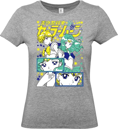 Sailors Uranus & Neptune - sailor uranus, haruka tenoh, sky guardian, magical girl, shoujo anime, manga anime, japanese anime, anime art, sailor, sailor neptune, michiru kaiou, ocean guardian, magical girl, shoujo anime, manga anime, japanese anime, anime art - Standard T-Shirt (Frauen)