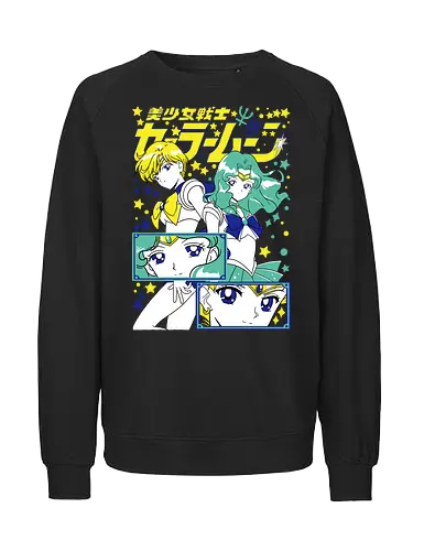 Sailors Uranus & Neptune - sailor uranus, haruka tenoh, sky guardian, magical girl, shoujo anime, manga anime, japanese anime, anime art, sailor, sailor neptune, michiru kaiou, ocean guardian, magical girl, shoujo anime, manga anime, japanese anime, anime art - Fairtrade Sweatshirt