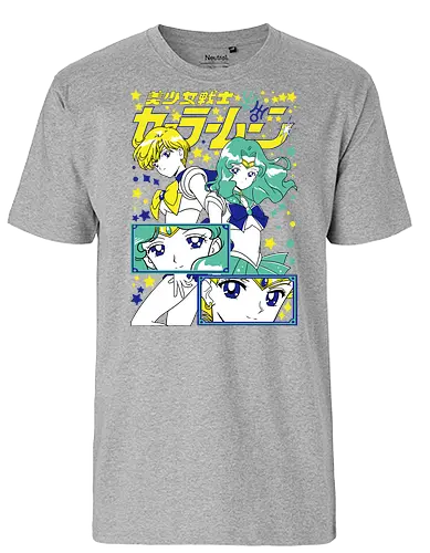 Sailors Uranus & Neptune - sailor uranus, haruka tenoh, sky guardian, magical girl, shoujo anime, manga anime, japanese anime, anime art, sailor, sailor neptune, michiru kaiou, ocean guardian, magical girl, shoujo anime, manga anime, japanese anime, anime art - Fairtrade T-Shirt