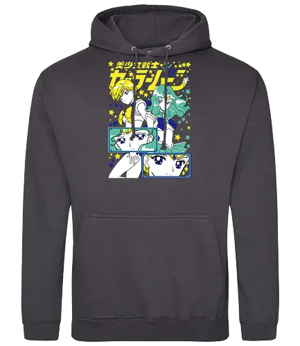 Sailors Uranus & Neptune - sailor uranus, haruka tenoh, sky guardian, magical girl, shoujo anime, manga anime, japanese anime, anime art, sailor, sailor neptune, michiru kaiou, ocean guardian, magical girl, shoujo anime, manga anime, japanese anime, anime art - Standard Hoodie