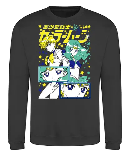 Sailors Uranus & Neptune - sailor uranus, haruka tenoh, sky guardian, magical girl, shoujo anime, manga anime, japanese anime, anime art, sailor, sailor neptune, michiru kaiou, ocean guardian, magical girl, shoujo anime, manga anime, japanese anime, anime art - Sweatshirt