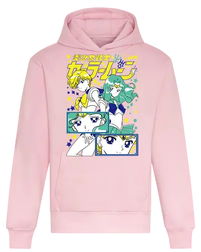 Sailors Uranus & Neptune - sailor uranus, haruka tenoh, sky guardian, magical girl, shoujo anime, manga anime, japanese anime, anime art, sailor, sailor neptune, michiru kaiou, ocean guardian, magical girl, shoujo anime, manga anime, japanese anime, anime art - Heavyweight Hoodie