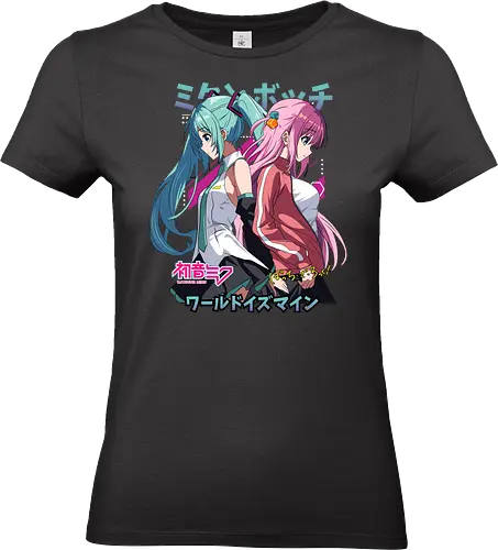Miku & Bocchi - bocchi the rock, hatsune miku, anime musicians, music anime, kawaii band, anime crossover, manga anime, japanese anime, anime art - Standard T-Shirt (Frauen)