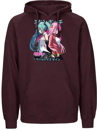 Miku & Bocchi - bocchi the rock, hatsune miku, anime musicians, music anime, kawaii band, anime crossover, manga anime, japanese anime, anime art - Fairtrade Hoodie