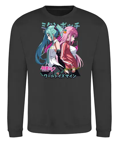Miku & Bocchi - bocchi the rock, hatsune miku, anime musicians, music anime, kawaii band, anime crossover, manga anime, japanese anime, anime art - Sweatshirt