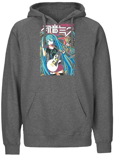 Miku Rock - hatsune miku, miku rock, vocaloid rock, anime musician, j rock aesthetic, anime art, music anime, japanese pop, otaku style - Fairtrade Hoodie