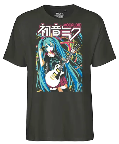Miku Rock - hatsune miku, miku rock, vocaloid rock, anime musician, j rock aesthetic, anime art, music anime, japanese pop, otaku style - Fairtrade T-Shirt