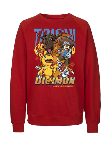 Tai Kamiya – Digital Monsters Chosen Child & Partner - digital monsters, digimon adventure, tai kamiya, chosen child, digidestined leader, digital partner, digital world, classic anime, manga anime, anime art - Fairtrade Sweatshirt