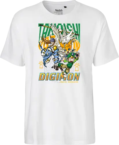T.K. Takaishi – Digital Monsters Chosen Child & Partner - digital monsters, digimon adventure, tk takaishi, chosen child, digidestined, digital partner, hope crest, classic anime, manga anime, anime art - Fairtrade T-Shirt