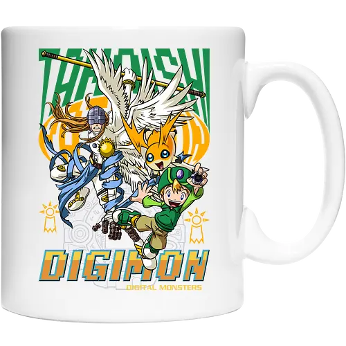 T.K. Takaishi – Digital Monsters Chosen Child & Partner - digital monsters, digimon adventure, tk takaishi, chosen child, digidestined, digital partner, hope crest, classic anime, manga anime, anime art - Keramiktasse