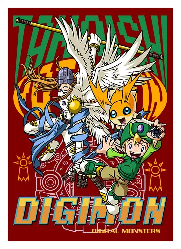 T.K. Takaishi – Digital Monsters Chosen Child & Partner - digital monsters, digimon adventure, tk takaishi, chosen child, digidestined, digital partner, hope crest, classic anime, manga anime, anime art - Kunstdruck