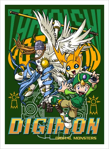 T.K. Takaishi – Digital Monsters Chosen Child & Partner - digital monsters, digimon adventure, tk takaishi, chosen child, digidestined, digital partner, hope crest, classic anime, manga anime, anime art - Kunstdruck