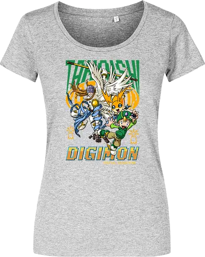 T.K. Takaishi – Digital Monsters Chosen Child & Partner - digital monsters, digimon adventure, tk takaishi, chosen child, digidestined, digital partner, hope crest, classic anime, manga anime, anime art - Damen T-Shirt