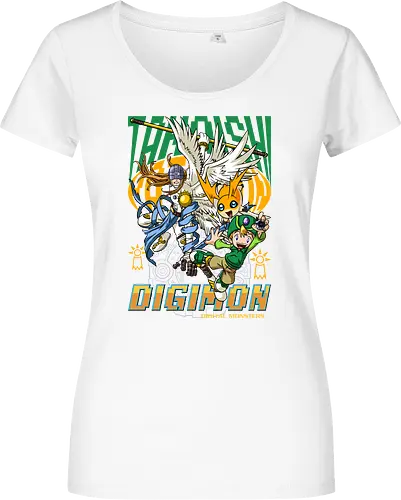 T.K. Takaishi – Digital Monsters Chosen Child & Partner - digital monsters, digimon adventure, tk takaishi, chosen child, digidestined, digital partner, hope crest, classic anime, manga anime, anime art - Damen T-Shirt