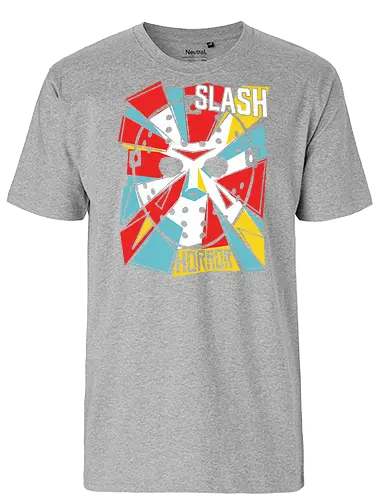 Retro Hockey Mask Slasher Graphic - slash horror shirt, hockey mask t-shirt, slasher movie apparel, 80s horror graphic tee, crystal lake fan art, vintage horror streetwear, geometric horror design, horror movie buff gift, scary movie clothing, pop art slasher top, hockey mask illustration, red and teal horror shirt, alternative horror fashion, halloween slasher tee, iconic horror mask apparel, retro horror cinema gear, slasher film merchandise, edgy horror aesthetic, masked killer t-shirt - Fairtrade T-Shirt