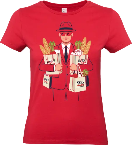 Daily Mart Agent - daily mart agent shirt, secret service grocery t-shirt, spy parody graphic tee, funny secret agent apparel, men in black grocery run, minimalist vector t-shirt, fedora agent design, humorous spy streetwear, grocery shopping humor shirt, grey suit agent art, undercover shopper tee, deadpan humor clothing, daily mart graphic, agent with groceries shirt, witty espionage apparel, minimalist character design, quirky streetwear top, secret mission grocery gift, retro agent illustration - Standard T-Shirt (Frauen)