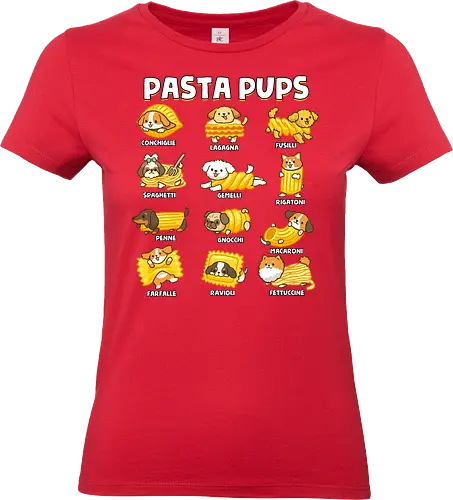 Pasta Pups - pasta, chef, cooking, dogs, food, funny, italian, italy, joke, puns, pups, sarcastic, spaghetti, vegan, vegetarian - Standard T-Shirt (Frauen)