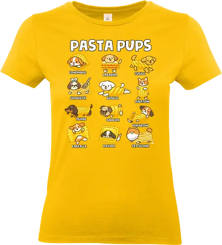 Pasta Pups - pasta, chef, cooking, dogs, food, funny, italian, italy, joke, puns, pups, sarcastic, spaghetti, vegan, vegetarian - Standard T-Shirt (Frauen)