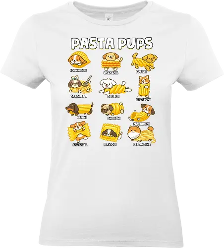 Pasta Pups - pasta, chef, cooking, dogs, food, funny, italian, italy, joke, puns, pups, sarcastic, spaghetti, vegan, vegetarian - Standard T-Shirt (Frauen)