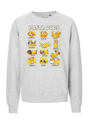 Pasta Pups - pasta, chef, cooking, dogs, food, funny, italian, italy, joke, puns, pups, sarcastic, spaghetti, vegan, vegetarian - Fairtrade Sweatshirt