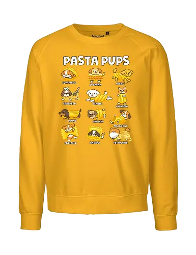 Pasta Pups - pasta, chef, cooking, dogs, food, funny, italian, italy, joke, puns, pups, sarcastic, spaghetti, vegan, vegetarian - Fairtrade Sweatshirt