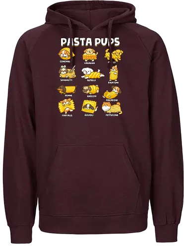 Pasta Pups - pasta, chef, cooking, dogs, food, funny, italian, italy, joke, puns, pups, sarcastic, spaghetti, vegan, vegetarian - Fairtrade Hoodie