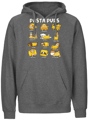 Pasta Pups - pasta, chef, cooking, dogs, food, funny, italian, italy, joke, puns, pups, sarcastic, spaghetti, vegan, vegetarian - Fairtrade Hoodie