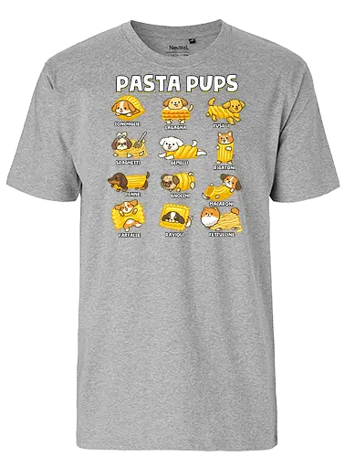 Pasta Pups - pasta, chef, cooking, dogs, food, funny, italian, italy, joke, puns, pups, sarcastic, spaghetti, vegan, vegetarian - Fairtrade T-Shirt