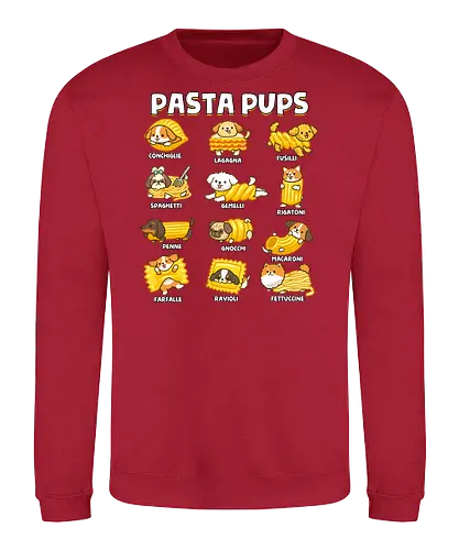 Pasta Pups - pasta, chef, cooking, dogs, food, funny, italian, italy, joke, puns, pups, sarcastic, spaghetti, vegan, vegetarian - Sweatshirt