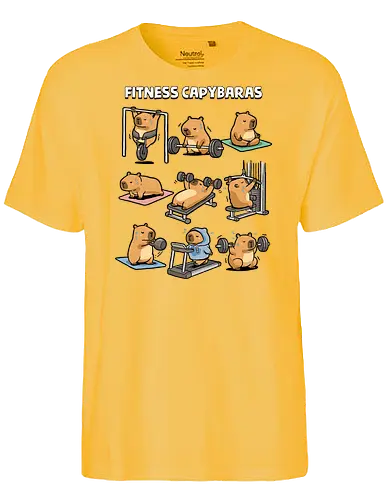 Fitness Capybaras - gym, animal, bodybuilding, capybara, exercise, fitness, funny, humor, lifting, meme, motivation, powerlifting, sarcastic, weightlifting, workout - Fairtrade T-Shirt