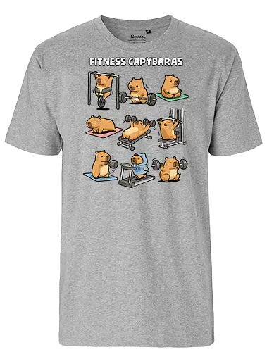 Fitness Capybaras - gym, animal, bodybuilding, capybara, exercise, fitness, funny, humor, lifting, meme, motivation, powerlifting, sarcastic, weightlifting, workout - Fairtrade T-Shirt