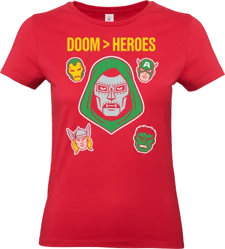 Doom  Heroes Sovereign Over All Retro Comic Villain - geek culture fashion, doctor doom sticker art, powerful villain graphic, comic lore apparel, classic villain tribute, bold typography streetwear, gift for comic book fans, superior villain t-shirt, doom over heroes shirt, doctor doom t-shirt, comic book villain apparel, latveria sovereign tee, minimalist comic art shirt, supervillain graphic clothing, doom victory design, ironic superhero t-shirt, vintage comic book streetwear, green hood villain top, anti-hero fan merch - Standard T-Shirt (Frauen)