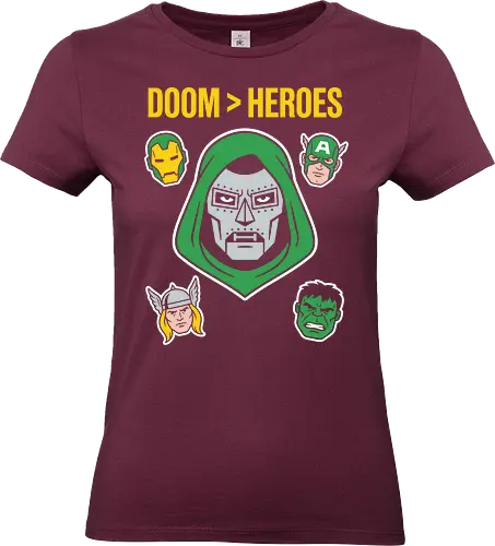Doom  Heroes Sovereign Over All Retro Comic Villain - geek culture fashion, doctor doom sticker art, powerful villain graphic, comic lore apparel, classic villain tribute, bold typography streetwear, gift for comic book fans, superior villain t-shirt, doom over heroes shirt, doctor doom t-shirt, comic book villain apparel, latveria sovereign tee, minimalist comic art shirt, supervillain graphic clothing, doom victory design, ironic superhero t-shirt, vintage comic book streetwear, green hood villain top, anti-hero fan merch - Standard T-Shirt (Frauen)
