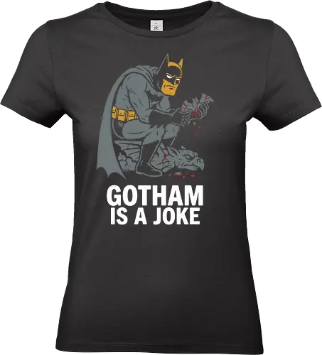 Gotham is a Joke - gotham is a joke shirt, broken knight t-shirt, gritty superhero graphic tee, gotham vigilante apparel, defeated hero design, shattered symbol t-shirt, vintage comic book streetwear, brooding knight top, dark detective clothing, urban vigilante merch, charcoal and yellow hero art, alternative superhero fashion, justice seeker apparel, iconic hero silhouette, comic lore t-shirt, serious hero design, geek culture streetwear, emotional hero graphic, gargoyle knight shirt - Standard T-Shirt (Frauen)