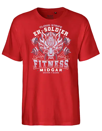 Strife Midgar Fitness Emblem - Cloud, Villain, red xiii, nanaki, tifa lockhart, aerith gainsborough, aeris, Kweh, Cactus, game, video games, shinra, avalanche, final 7, final vii, fantasy - Fairtrade T-Shirt