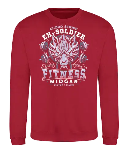 Strife Midgar Fitness Emblem - Cloud, Villain, red xiii, nanaki, tifa lockhart, aerith gainsborough, aeris, Kweh, Cactus, game, video games, shinra, avalanche, final 7, final vii, fantasy - Sweatshirt