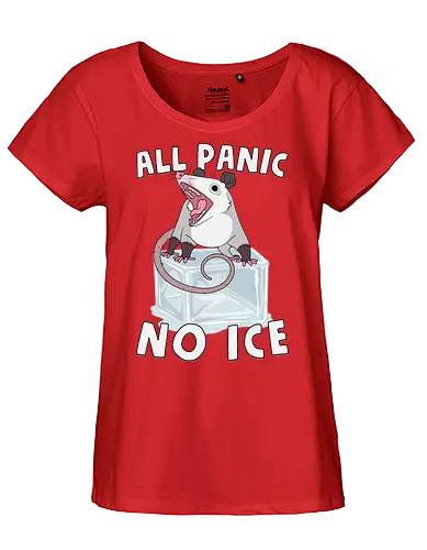 All Panic No Ice - abolish ice, anti ice, chinga la migra, cold, ice, immigrant, immigration, melting, no ice, opossum, possum, protest, resist, screaming, winter - Fairtrade Girl Shirt