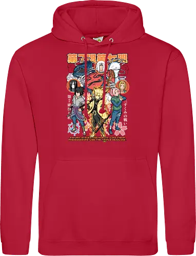 Team 7 - anime, village, attack, anime battle art, ninja determination, shonen anime, anime power, ninja style, anime fan design, manga inspired art - Standard Hoodie
