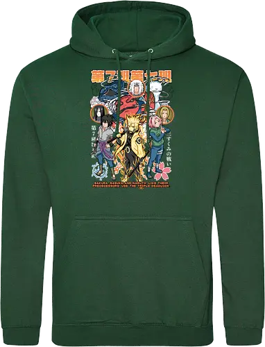 Team 7 - anime, village, attack, anime battle art, ninja determination, shonen anime, anime power, ninja style, anime fan design, manga inspired art - Standard Hoodie
