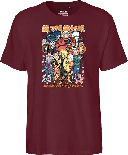 Team 7 - anime, village, attack, anime battle art, ninja determination, shonen anime, anime power, ninja style, anime fan design, manga inspired art - Fairtrade T-Shirt
