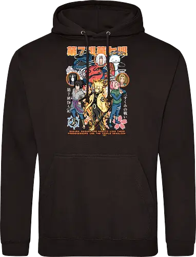 Team 7 - anime, village, attack, anime battle art, ninja determination, shonen anime, anime power, ninja style, anime fan design, manga inspired art - Standard Hoodie
